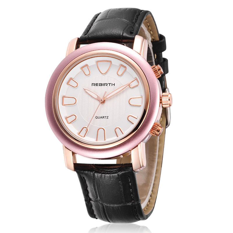 

REBIRTH RE075 Casual Style Women Wrist Watch Ultra Thin Dial Leather Band Quartz Watch