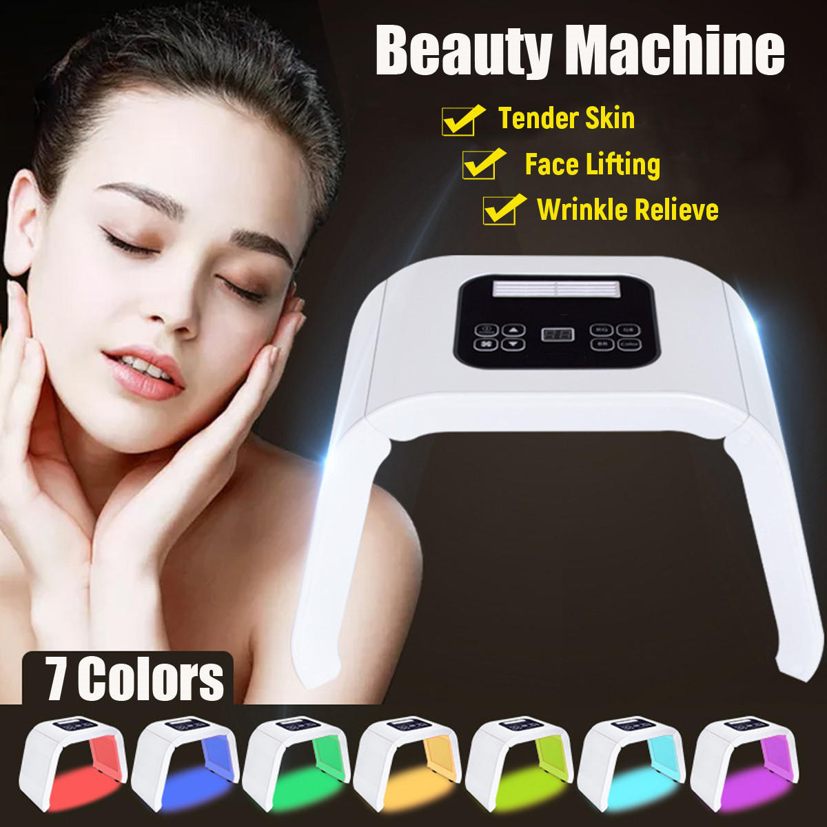 7 kleuren LED-lichttherapie Huidverjonging PDT Anti-aging gezichtsschoonheidsmachine