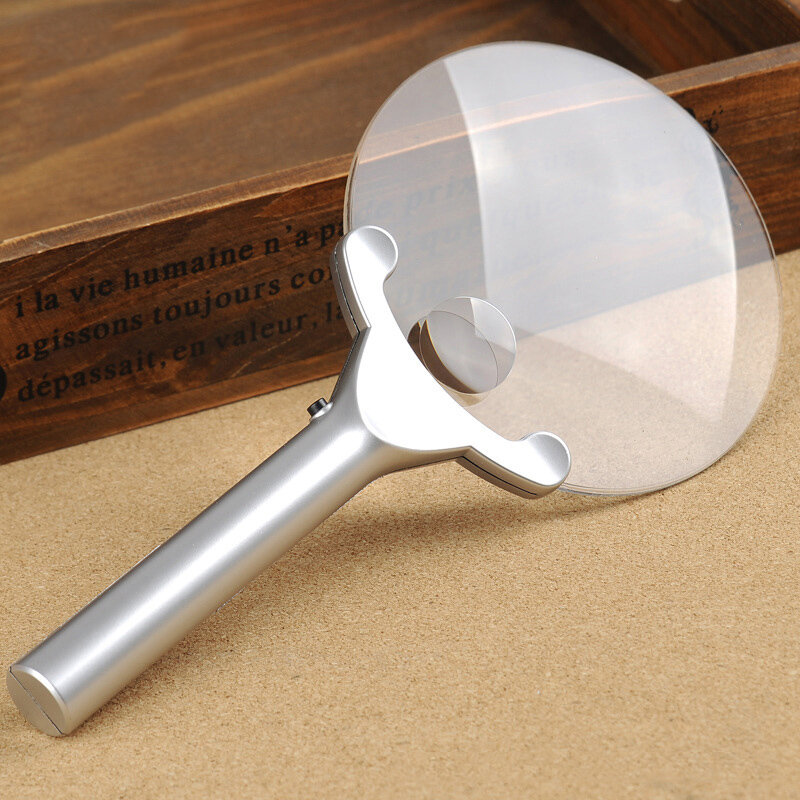 

2x 6x 130mm Handheld Portable Illuminated Hand Magnifier Magnifying Glass Loupe Tool With 2 LED Lights Lamp