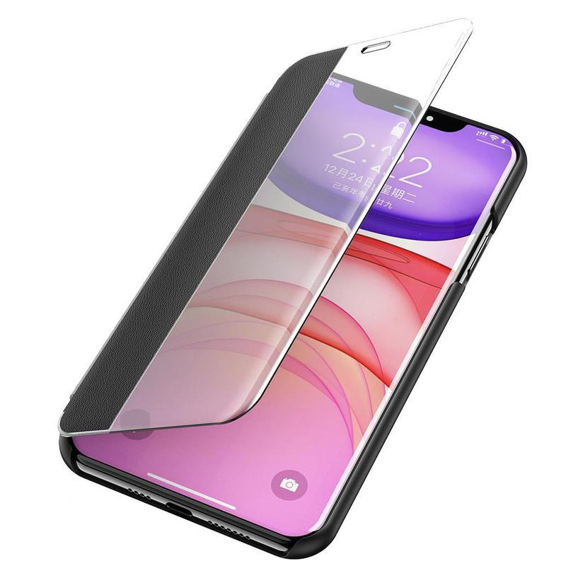 Bakeey Flip Bumper Window View with Foldable Stand PU Leather Protective Case for iPhone XR