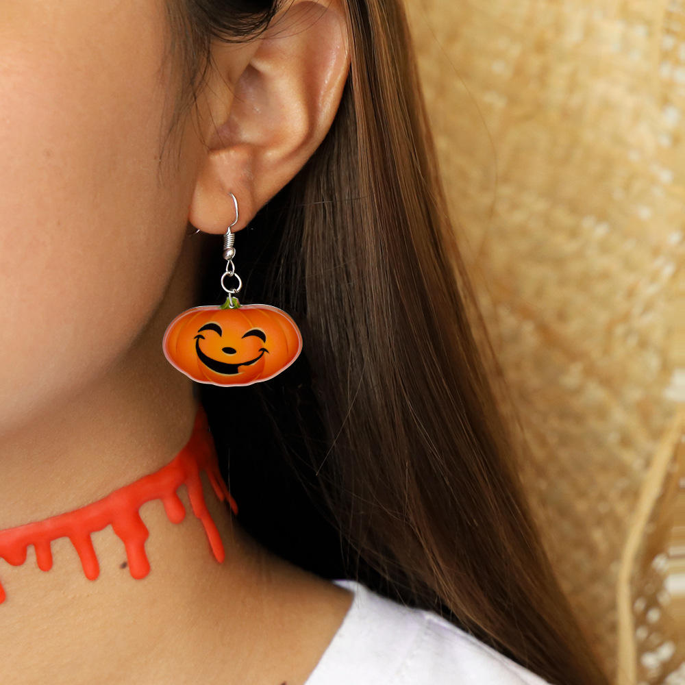 

Trendy Pumpkin Smile Pendant Earrings Funny 3D Stereoscopic Halloween Resin Cartoon Earring