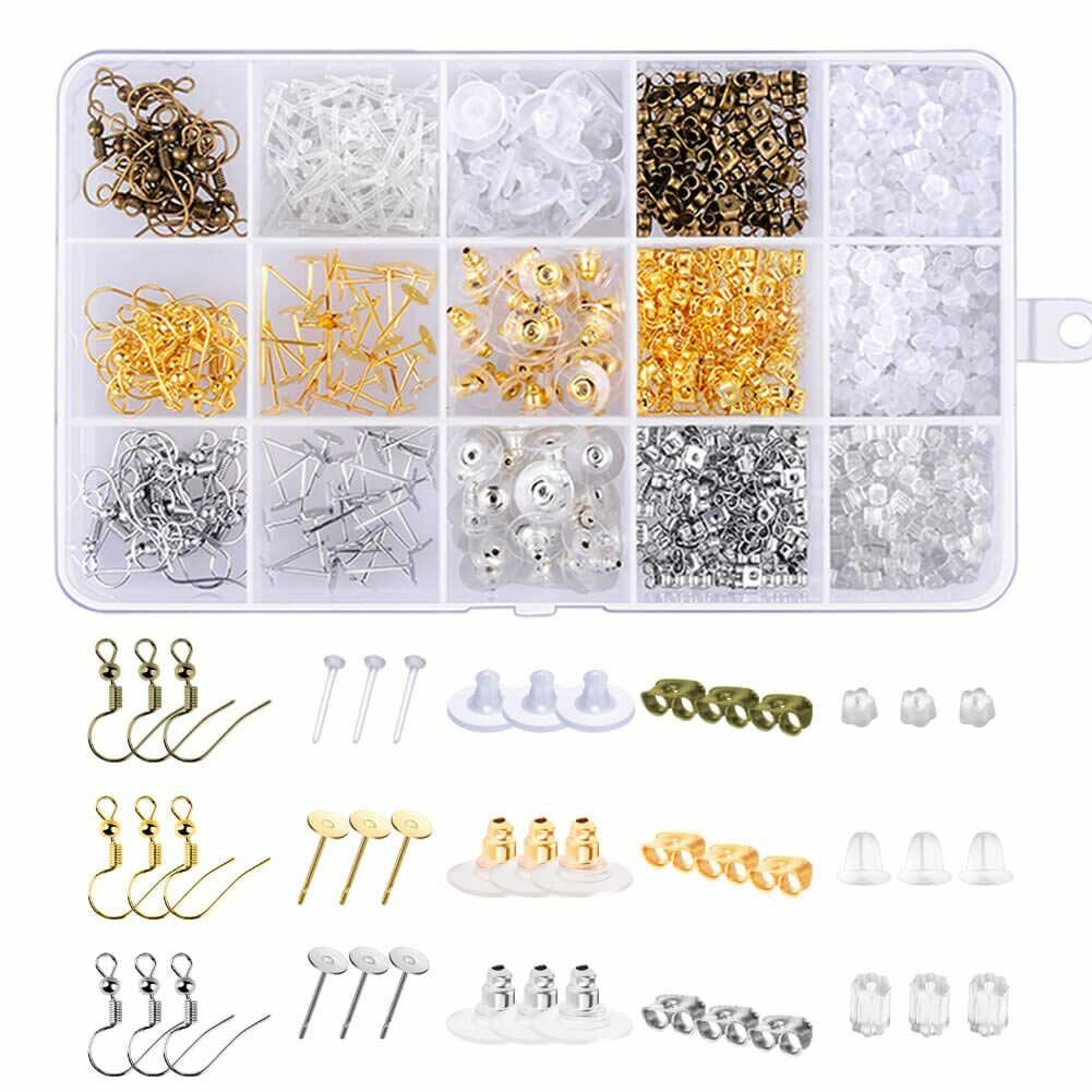 120Earring Backs Kit with 15 Style DIY Jewelry Earring backings, Earring hooks and Earrings posts, Banggood  - buy with discount