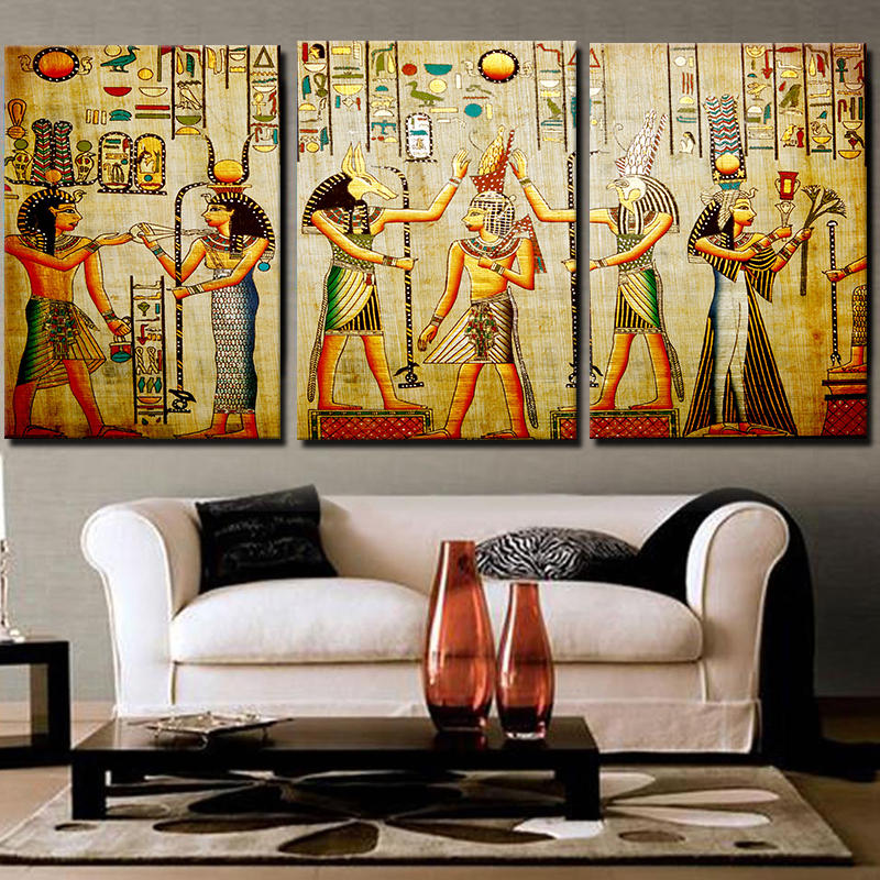 Miico Handgeschilderde Drie Combinatie Decoratieve schilderijen Cleopatra portret kunst aan de muur 