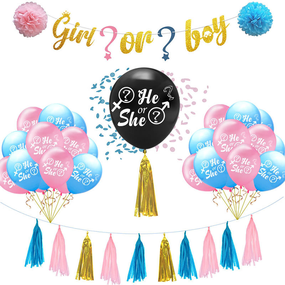 Latex-ballonnen Jongen of meisje / hij of zij Creatief feestje Baby Shower Supply Feestdecoraties