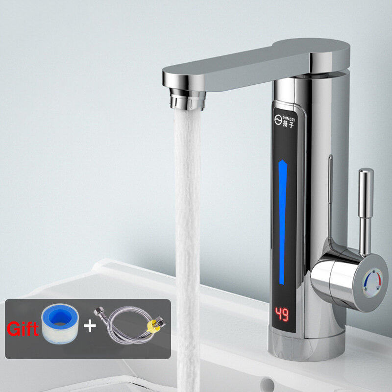 Στα 29,34€ από αποθήκη Τσεχίας | 3300W Electric Hot Water Heater Faucet LED Ambient Light Temperature Display Instant Heating Tap Faucet