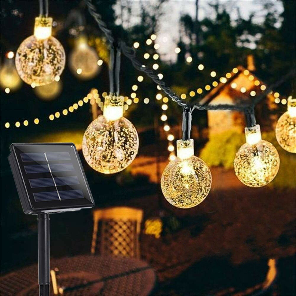 12M 8 modalità 100LED solare String Light Crystal Ball Fairy lampada Matrimonio Holiday Home Party Albero di Natale Deco