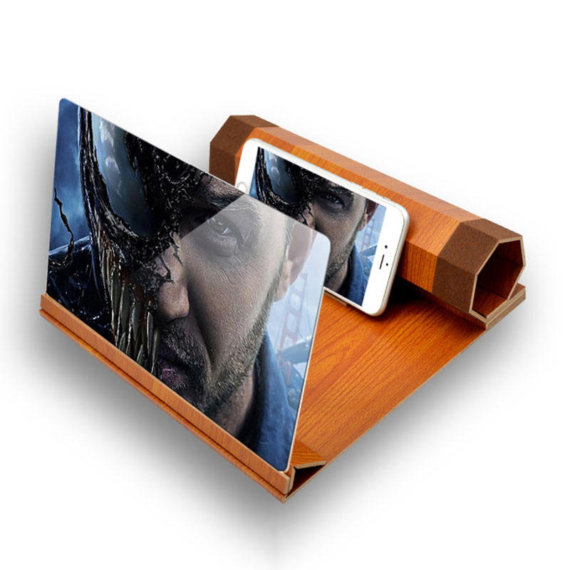 Unversal 12 "3D HD oprolbare houten telefoonscherm Vergrootglas Videofilmversterker voor slimme tele