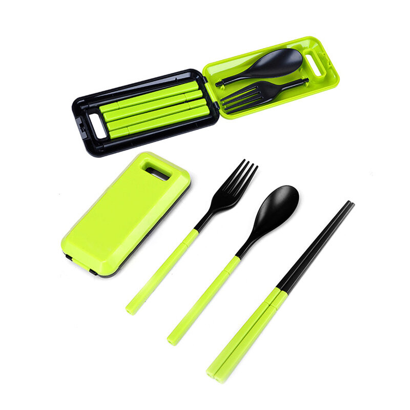 3 Pcs ABS Fork Spoon Chopstick Folding Tableware Camping Picnic Travel Portable Chinese Dinnerware S