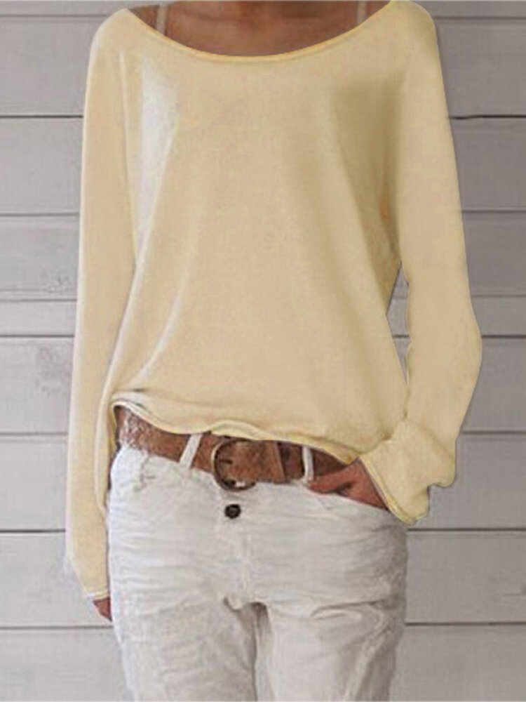 Women Pullover Long Sleeve Knit Sweater Casual Loose Blouse