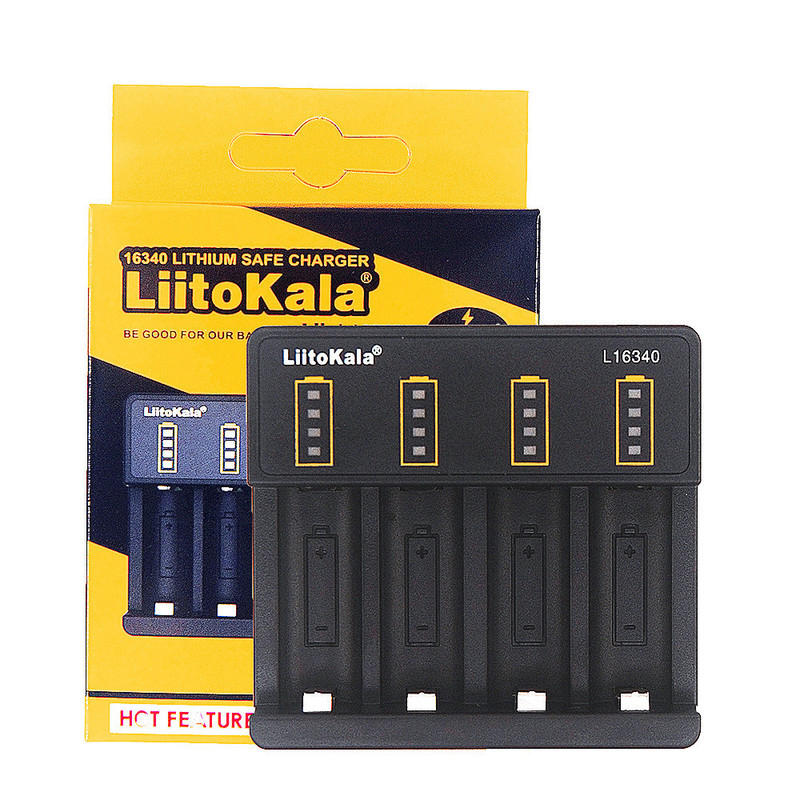 LiitoKala 16340 Batterijlader 3.6V / 3.7V / 4.2V 4 slots USB-lithium-ionbatterijlader