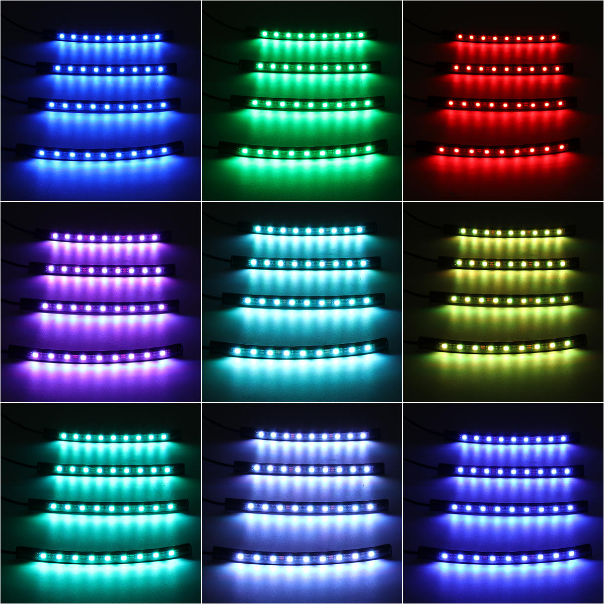 4 stks RGB LED Auto-interieur Vloer Sfeer Lamp Decoratie Verlichting Kit met auto-aansteker Plug
