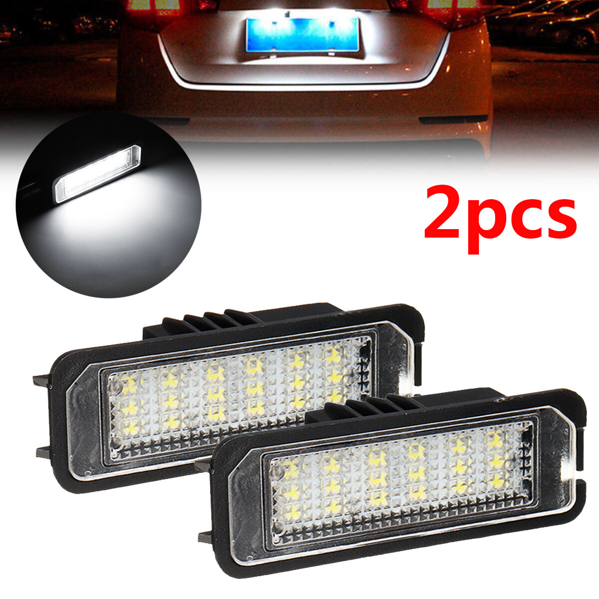 2PCS 18 LED License Number Plate Car Lights For VW Golf MK4 MK5 MK6Passat Lupo Polo 9N