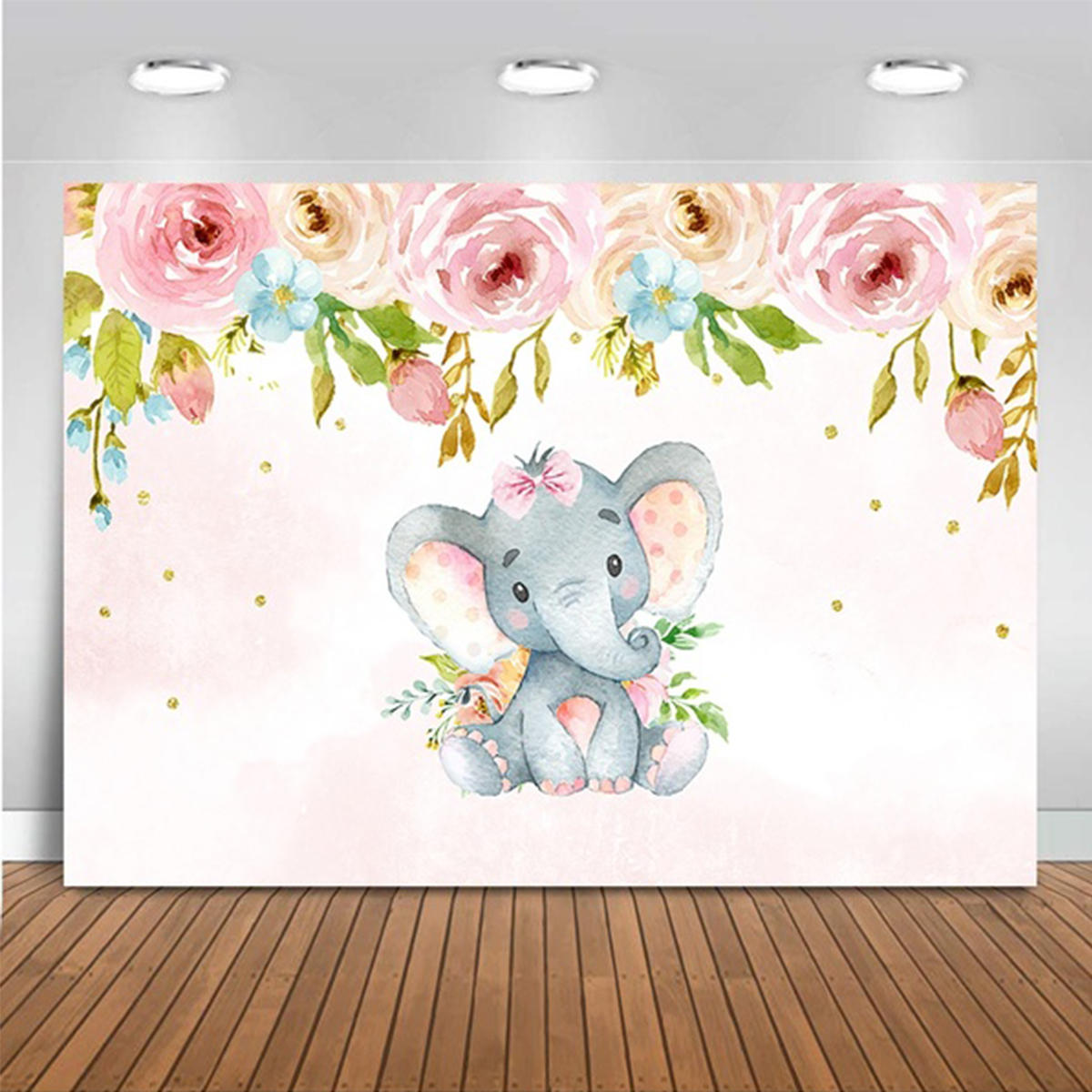 2 Types Cute Elephant Shower Backdrop Birthday Party Baby Photography Background Cloth Studio Props