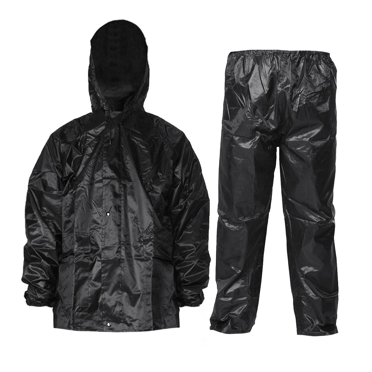 1 Set Men Waterproof Breathable Motorbike Rain Suit Reflective Raincoat with Large Pocket For Cycling Fishing Camping Coat & Trousers 