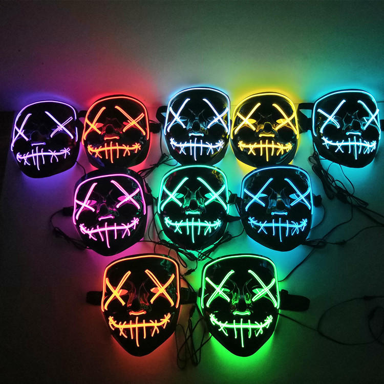 

Halloween LED EL Wire Light Up Party Mask for Cosplay Purge Bloody Funny Costume Ball