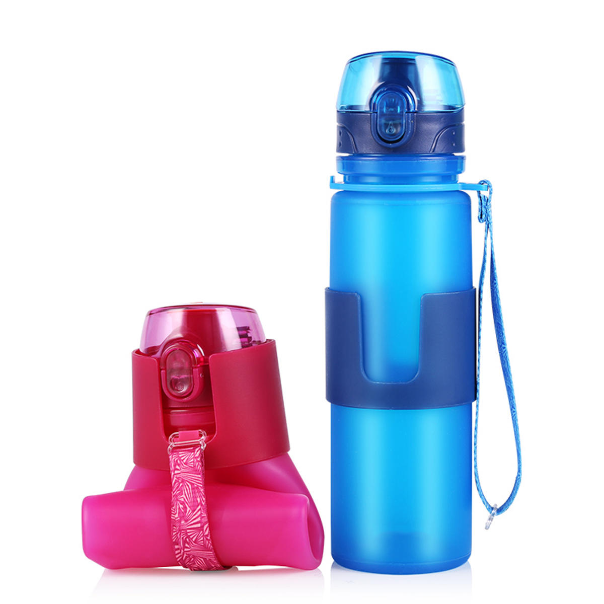 زجاجة ماء رياضية قابلة للطي من السيليكون سعة 650 مل لشرب الماء أثناء ممارسة اللياقة البدنية وركوب الدراجات والجري
