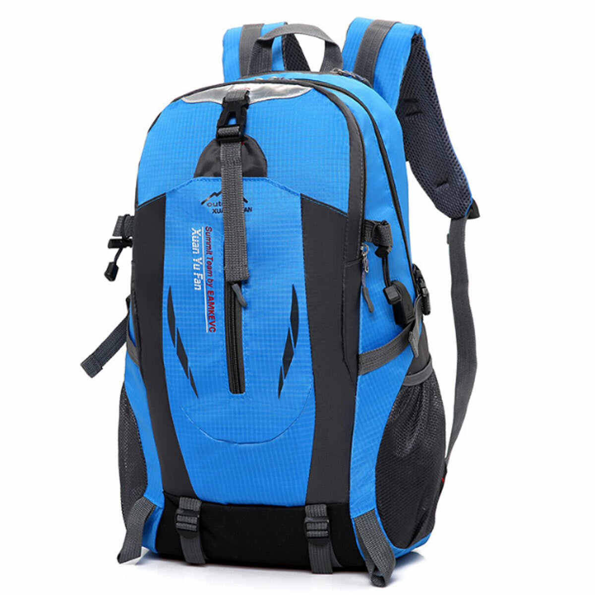 USBポート付きのエクストララージナイロンバックパック、旅行、ハイキング、キャンプ、防水のオートバイ用バッグ。