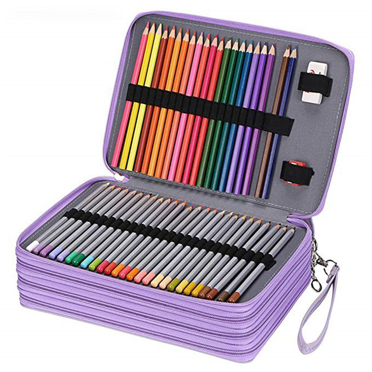 

184 Slots Colored Pencil Case Large Capacity Soft and PU Leather Pencil Holder Organizer with Carrying Handle Not Includ