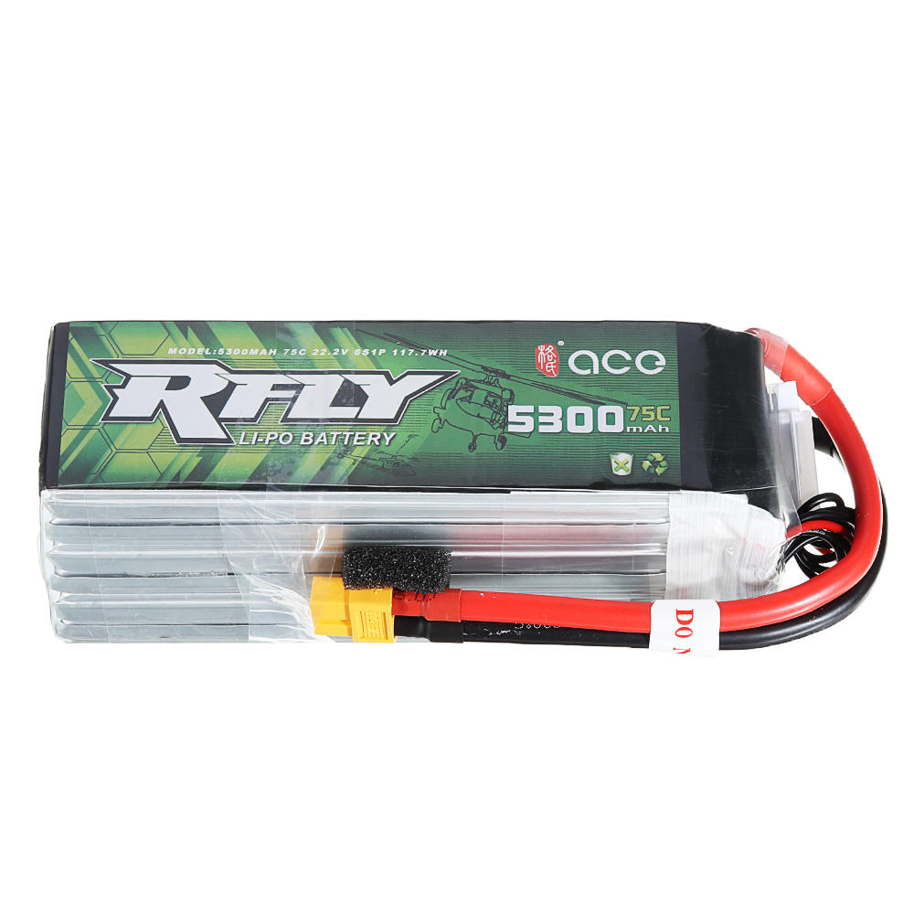 

ACE RFLY 22.2V 5300mAh 75C 6S Lipo Battery XT60 Plug for RC Helicopter Car