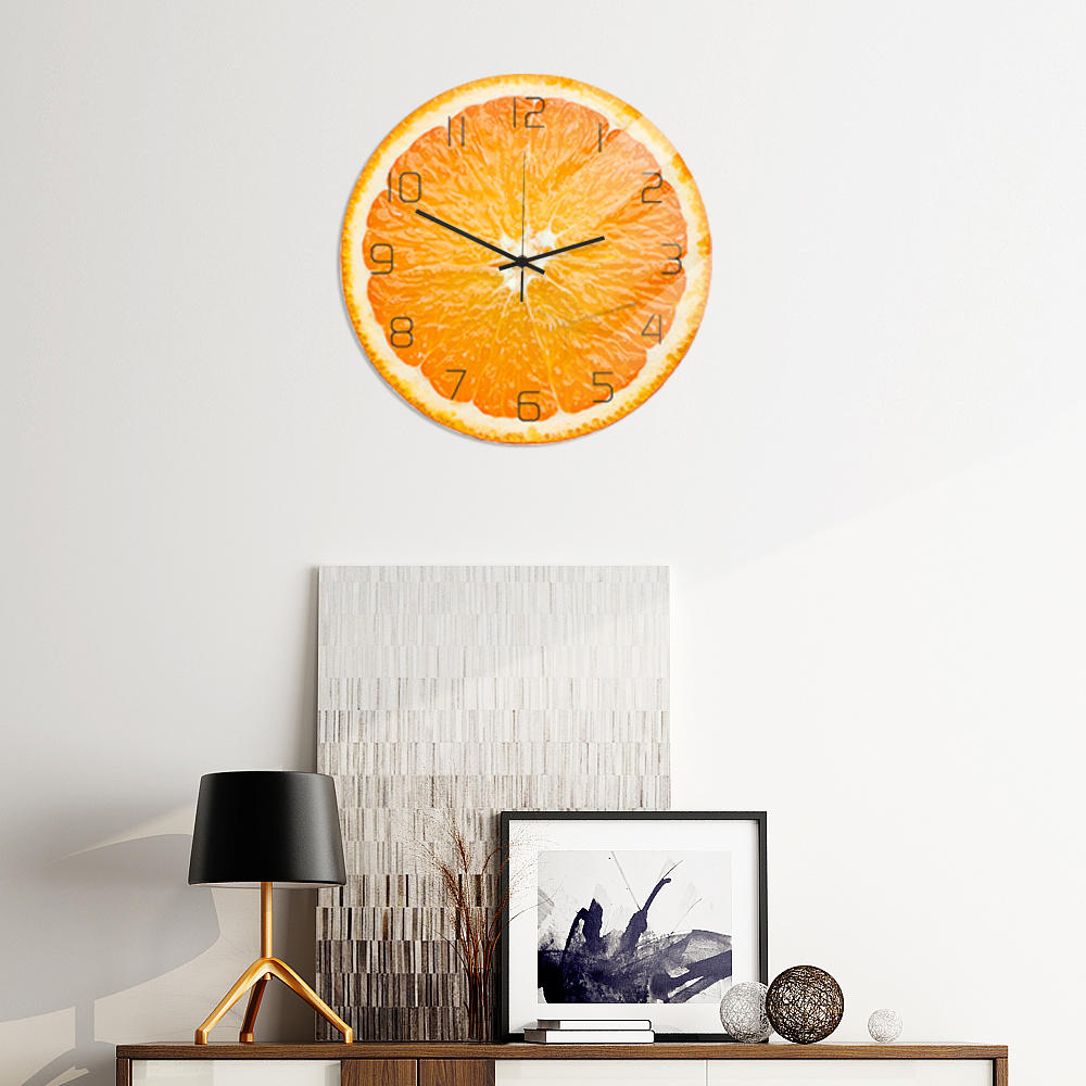 CC093 Creatieve Oranje Wandklok Dempen Wandklok Quartz Wandklok voor Home Office Decoraties