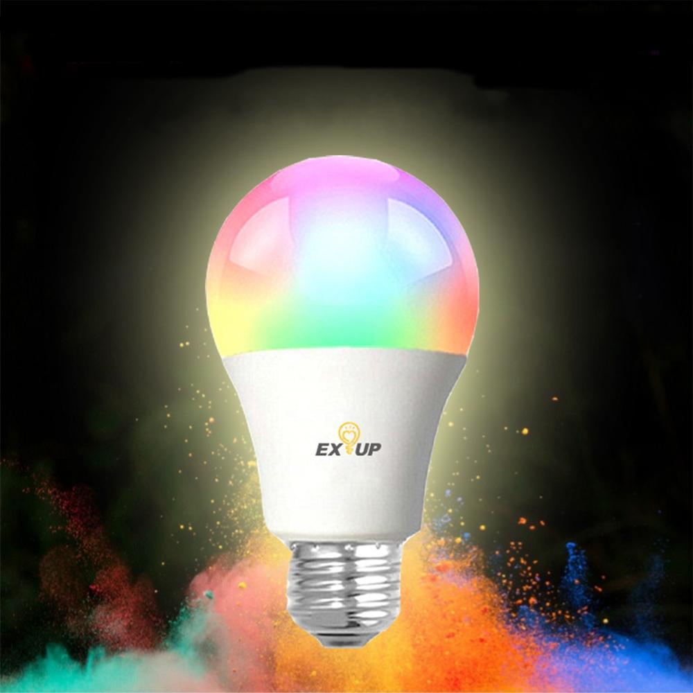 

2PCS EXUP AC100-240 E27 9W E27 RGB + C + W WIFI Smart Bulb Home Лампа Внутренний свет Работа с Amazon Alexa