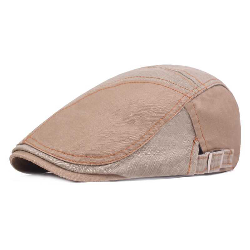

Mens Washed Cotton Patchwork Colors Beret Caps Outdoor Sport Adjustable Visor Forward Hats