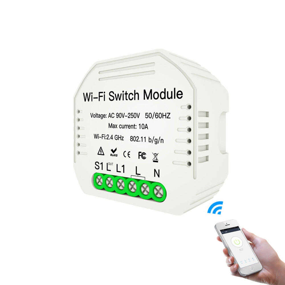 MoesHouse MS-104 AC90-250V Two Way WIFI Smart Light Switch Diy Breaker Module Smart Life/Tuya APP Remote Control Works W