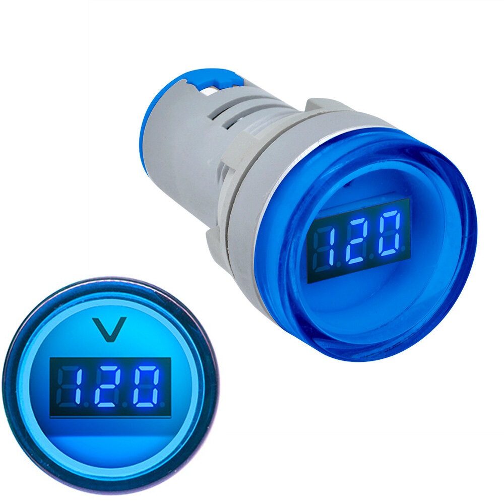 3pcs Blue 22MM AD16 AD16-22DSV Type AC 60-500V Mini Voltage Meter LED Digital Display AC Voltmeter Indicator Light/Pilot