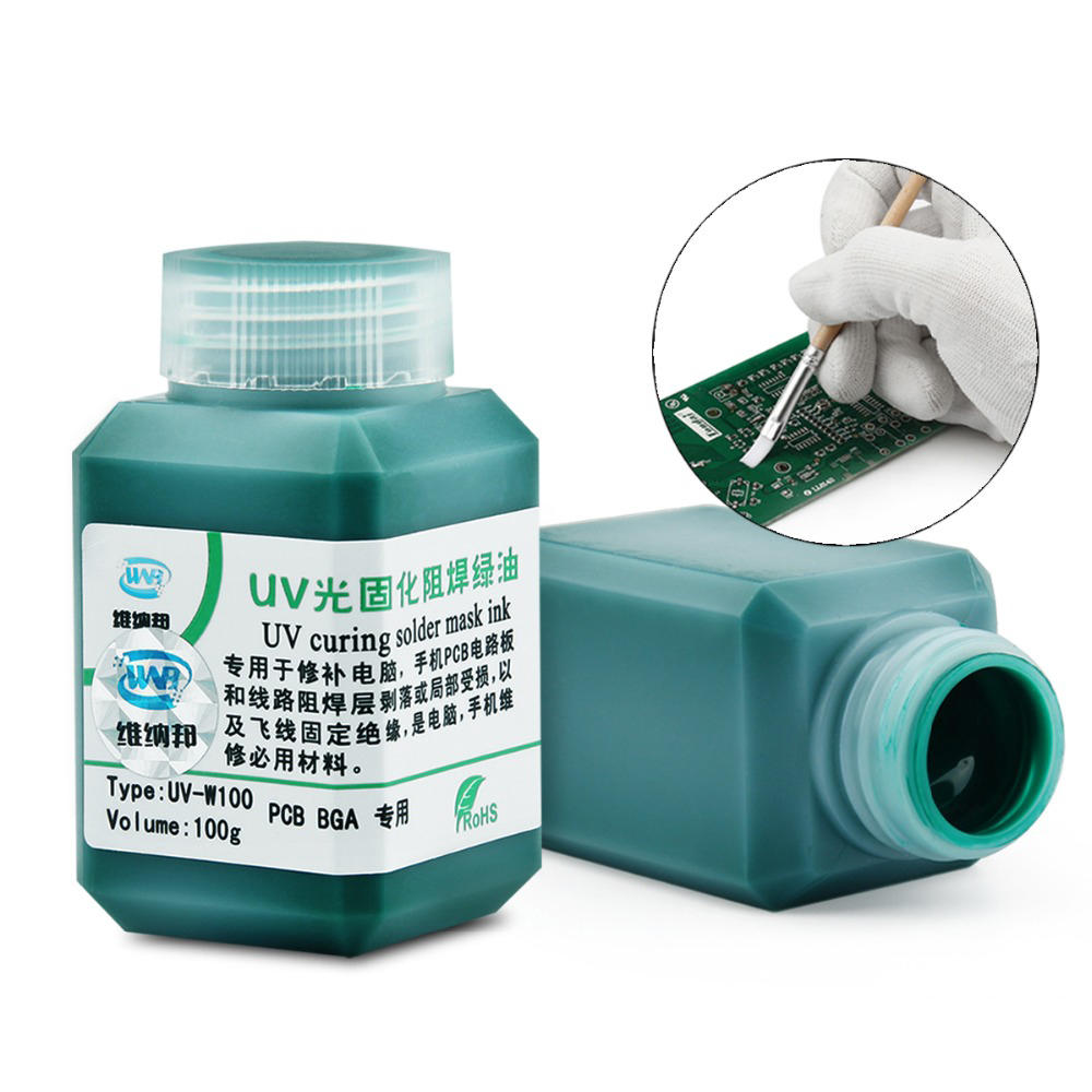 

WNB 100g Green Oil UV Solder Mask Ink BGA PCB Paint Prevent Corrosive Arcing Soldering Paste Flux Ink