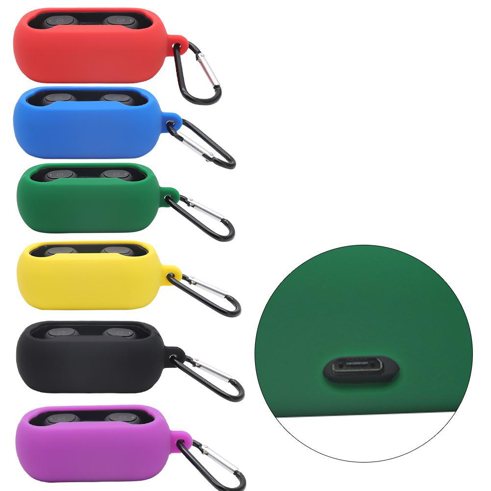 Bakeey Portable Shockproof Dirtyproof Silicone Wireless bluetooth Earphone Storage Case with Keychain for QCY T1