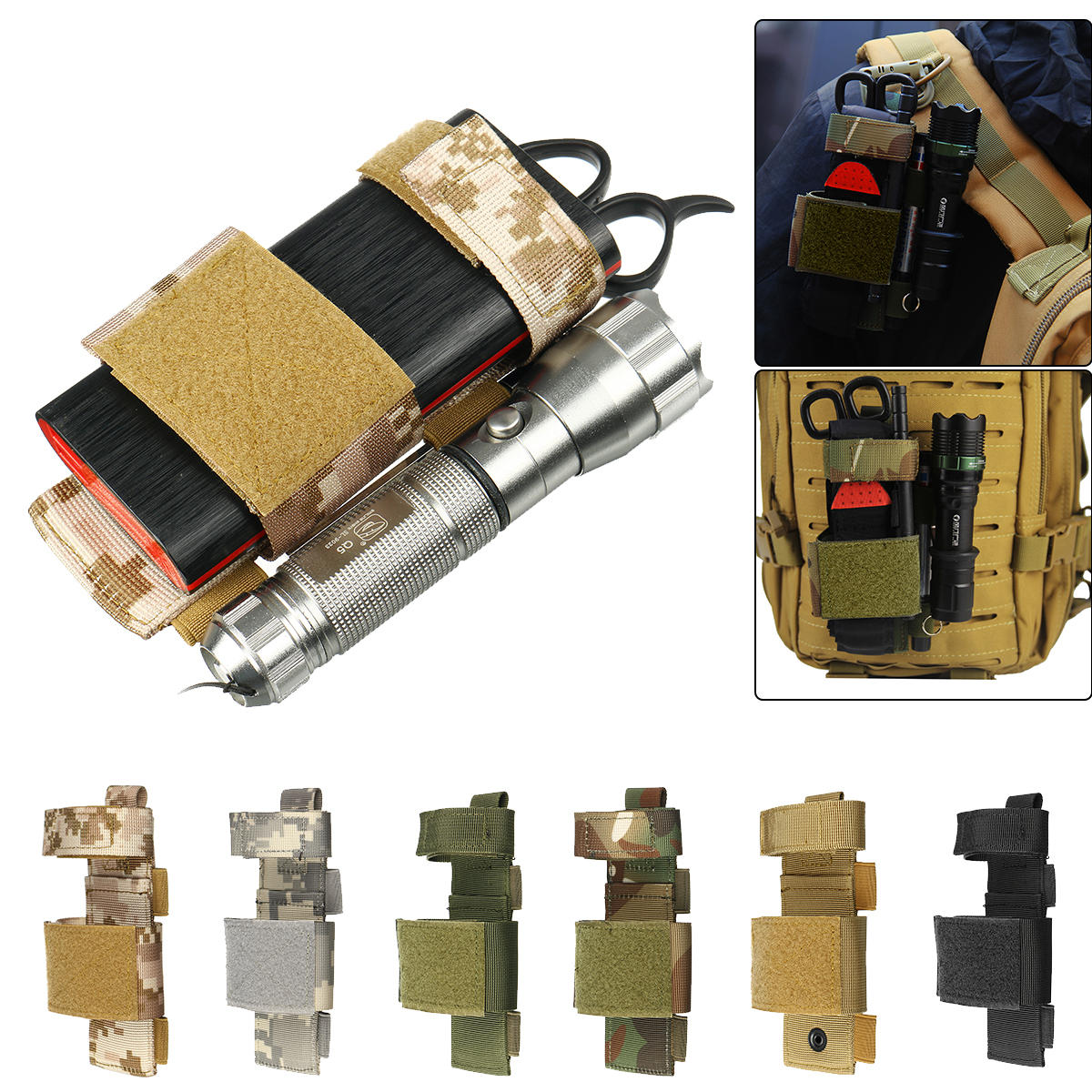 アウトドアNylon戦術バッグ懐中電灯クリップ応急処置用の止血帯バックルストラップ戦闘アプリケーション
