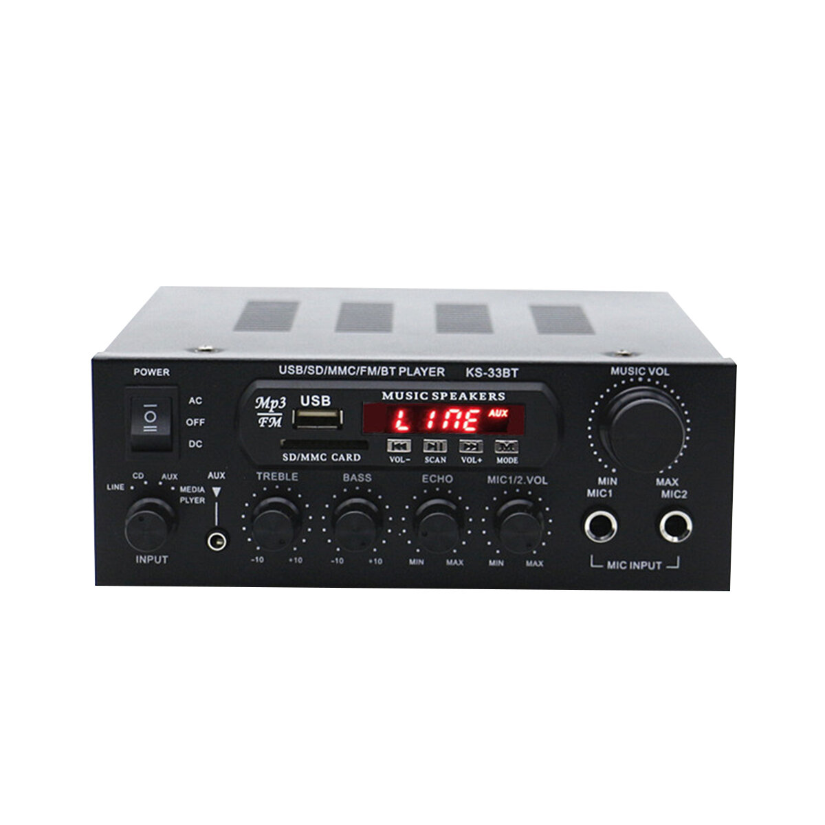 KS-33BT 2x450W bluetooth Stereo LED Digital Audio Amplifier HiFi USB Memory Card Aux FM Radio Home