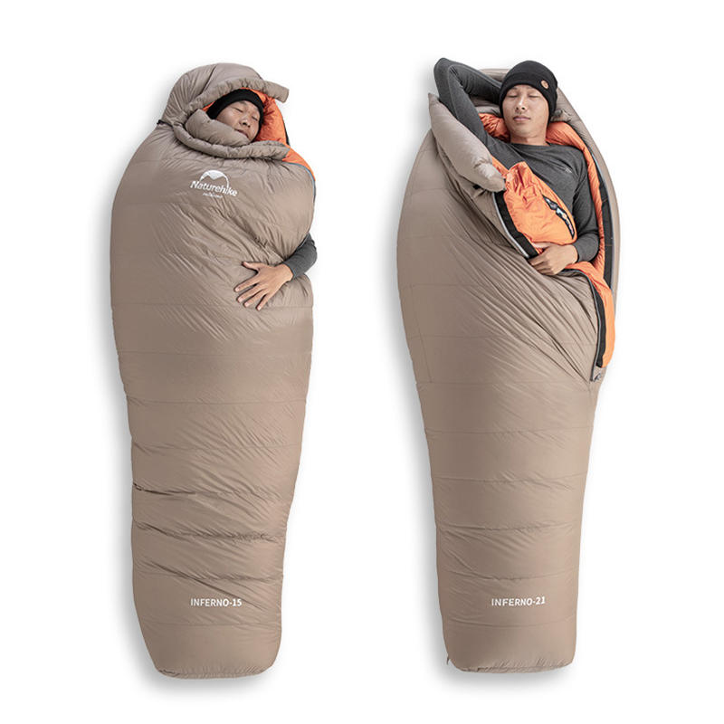 Naturehike 20D 380T Nylon Folding Camping Sleeping Bag Outdoor Adult Single Goose Down Sleeping Bag Waterproof Mummy Sleeping Sack