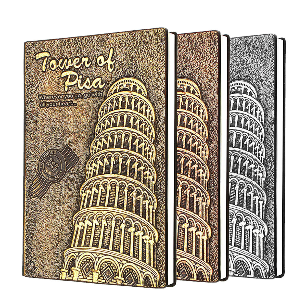 Scheve toren van Pisa Dagboek Boek Vintage lederen mode Notebook gevoerd papier 128 vellen 256 pagina's