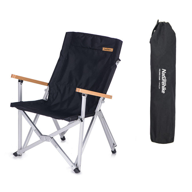 Naturehike PVC Oxford Folding Chair Ultra-Light Fishing Chair Camping Picnic BBQ Seat Max Load 120kg Black