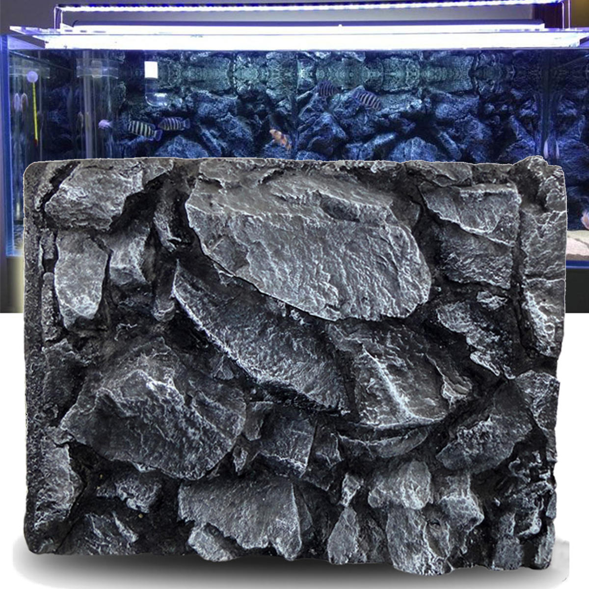 

3D Rock Stone Aquarium Background Reptile Fish Tank Backdrop Decorations