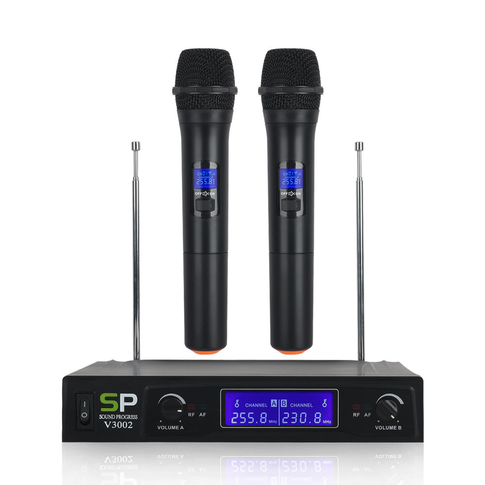 V3002 VHF Wireless Microphone System 2PCS Handheld LCD Mic with...