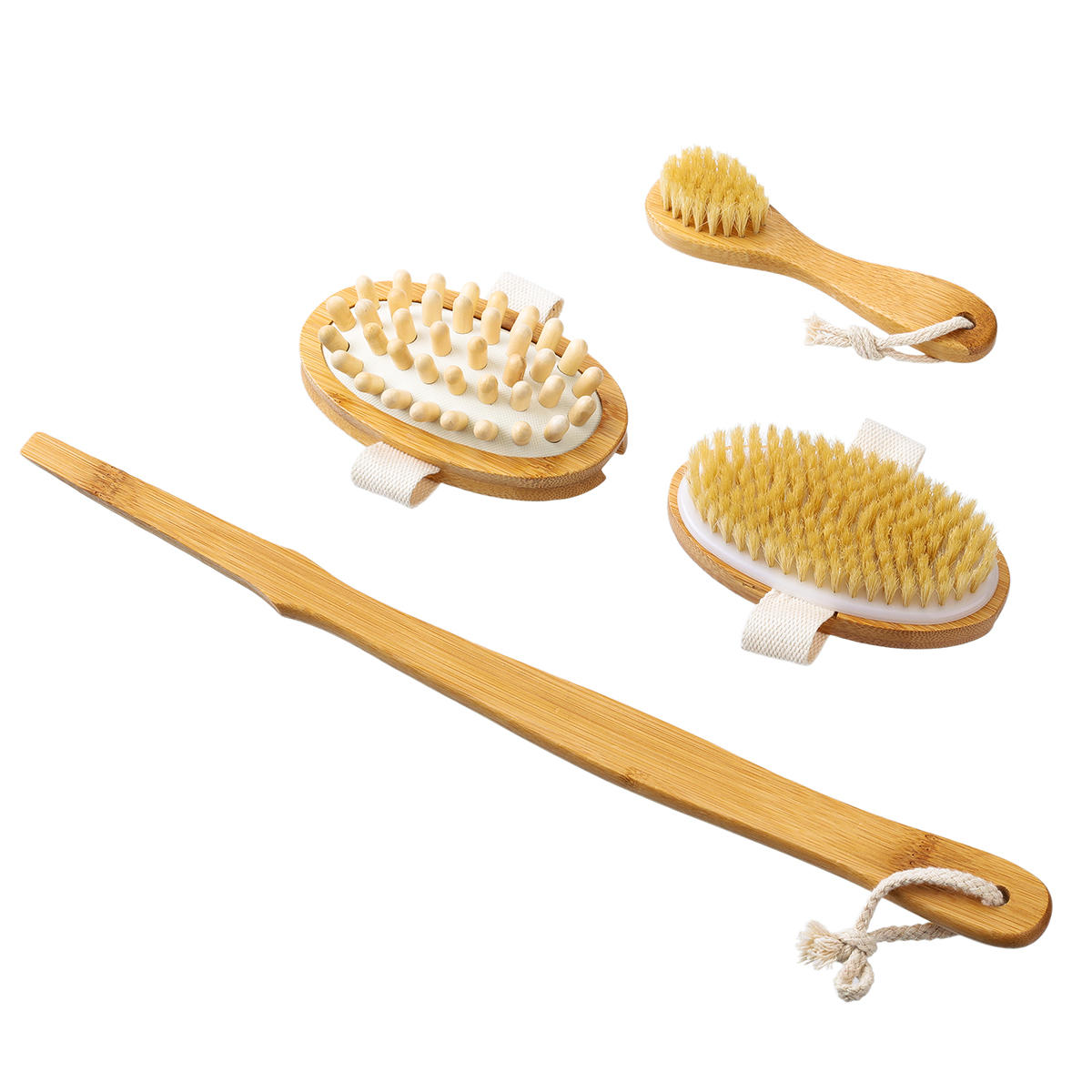 Bath Brush Set Body Brush Massage Brush Removable Wooden Handle Natural Brush Back Massage Set Dry Skin Brush Cleaning B