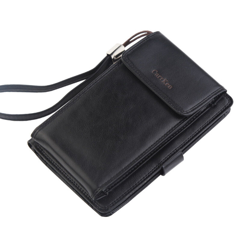 CarrKen Multifunction Men's Handbag Two Fold Wallet Card Holder Coin Pocket Passport Bag