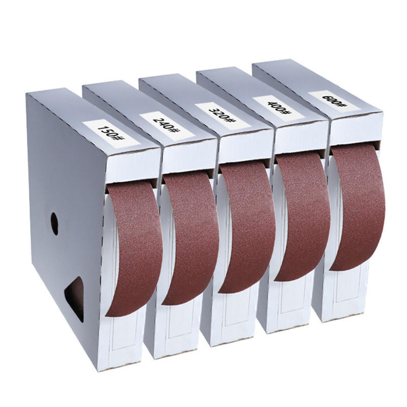 Drillpro 50 Meters 150-600 Grit Box Sanding Belt Roll Drawable Emery Cloth Sandpaper Sanding Pack Roll for Wood Turners
