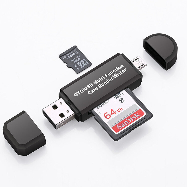 قارئ USB 2.0 متعدد البطاقات TF قارئ بطاقة OTG USB Micro وحهة المستخدم للهواتف الذكية