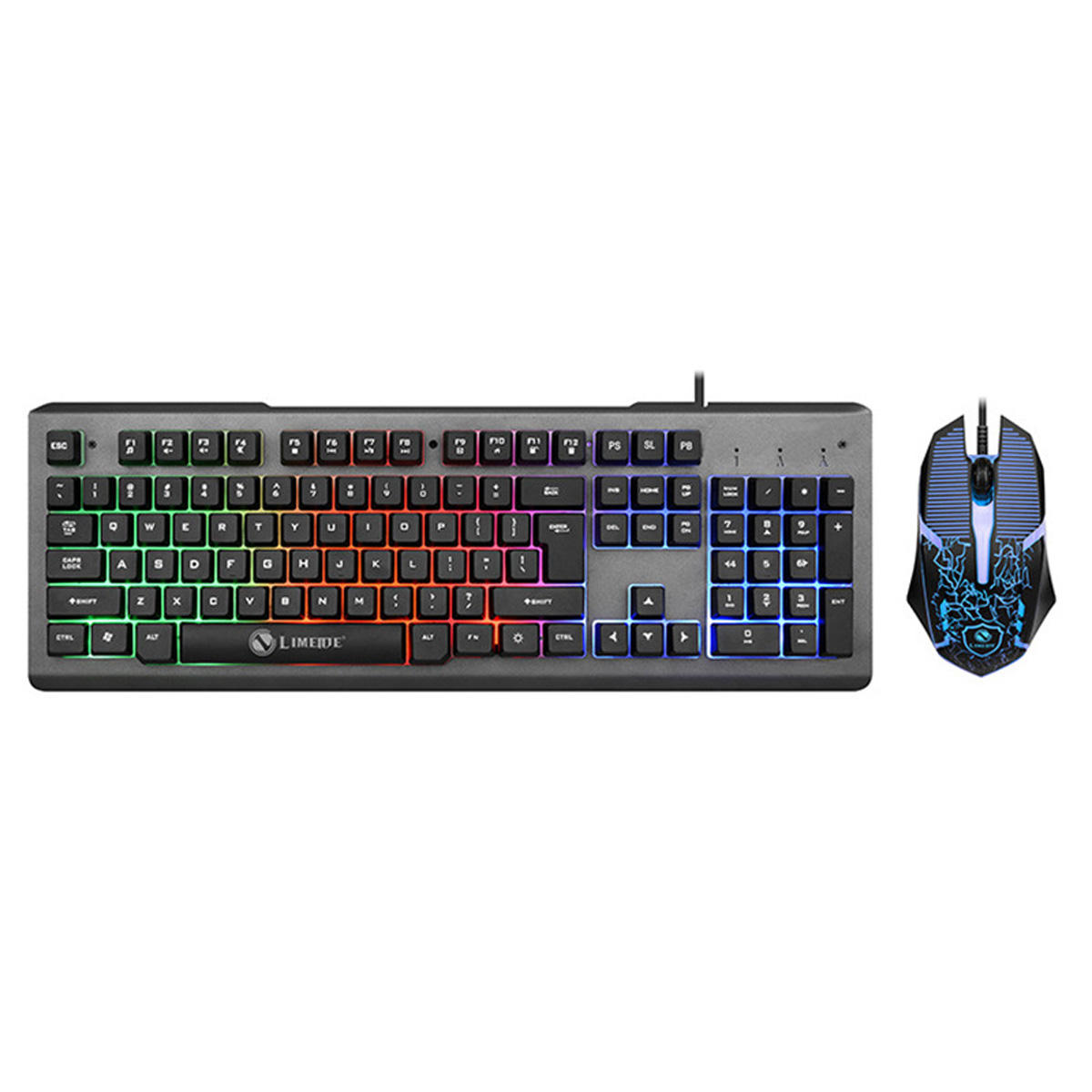 Colorful Backlight USB Wired Gaming Keyboard 2400DPI LED Gaming Mouse Combo for PC Game E-sports