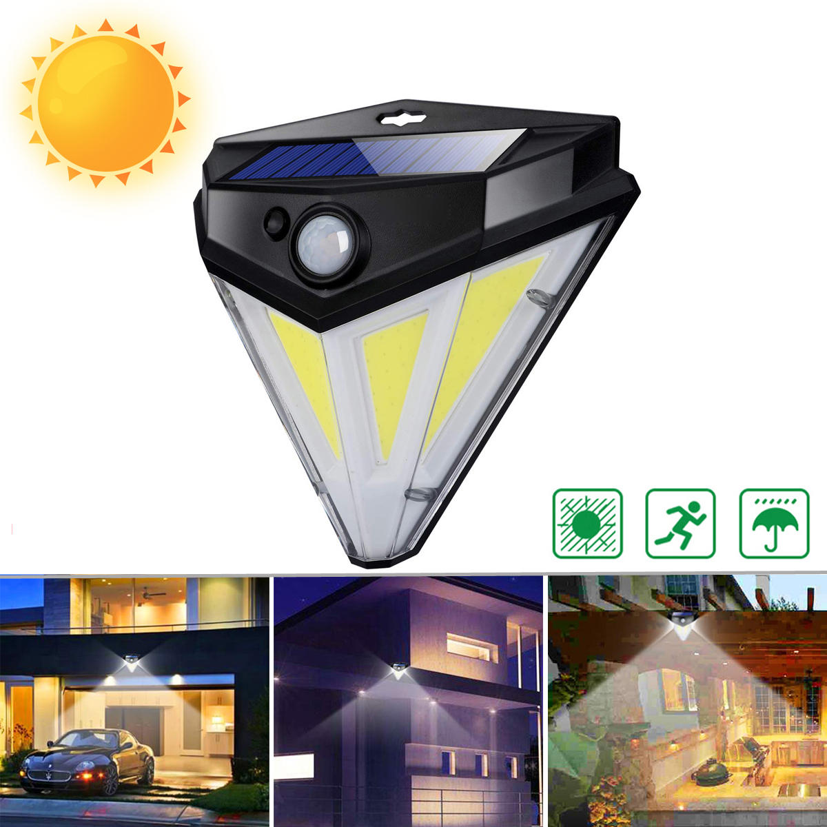 84LED COB Solar Light PIR Motion Wandlamp Home Garden Outdoor Lamp