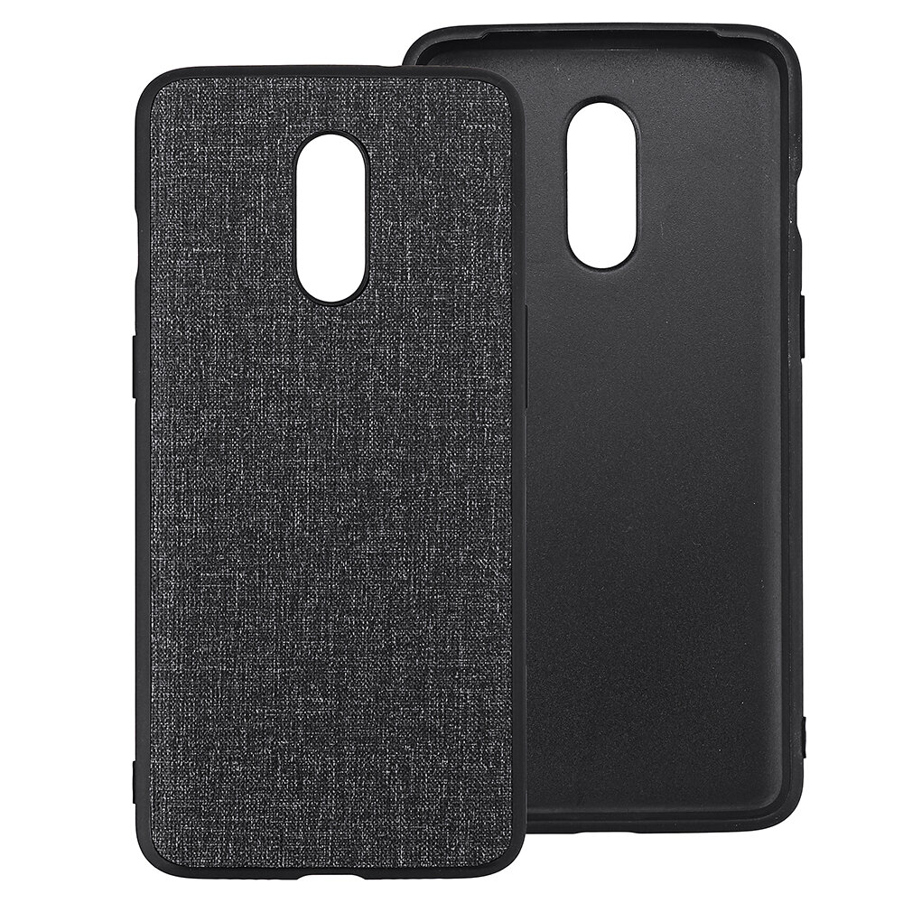 Bakeey Anti-Fingerprint Canvas PU Leather Protective Case for Oneplus 7