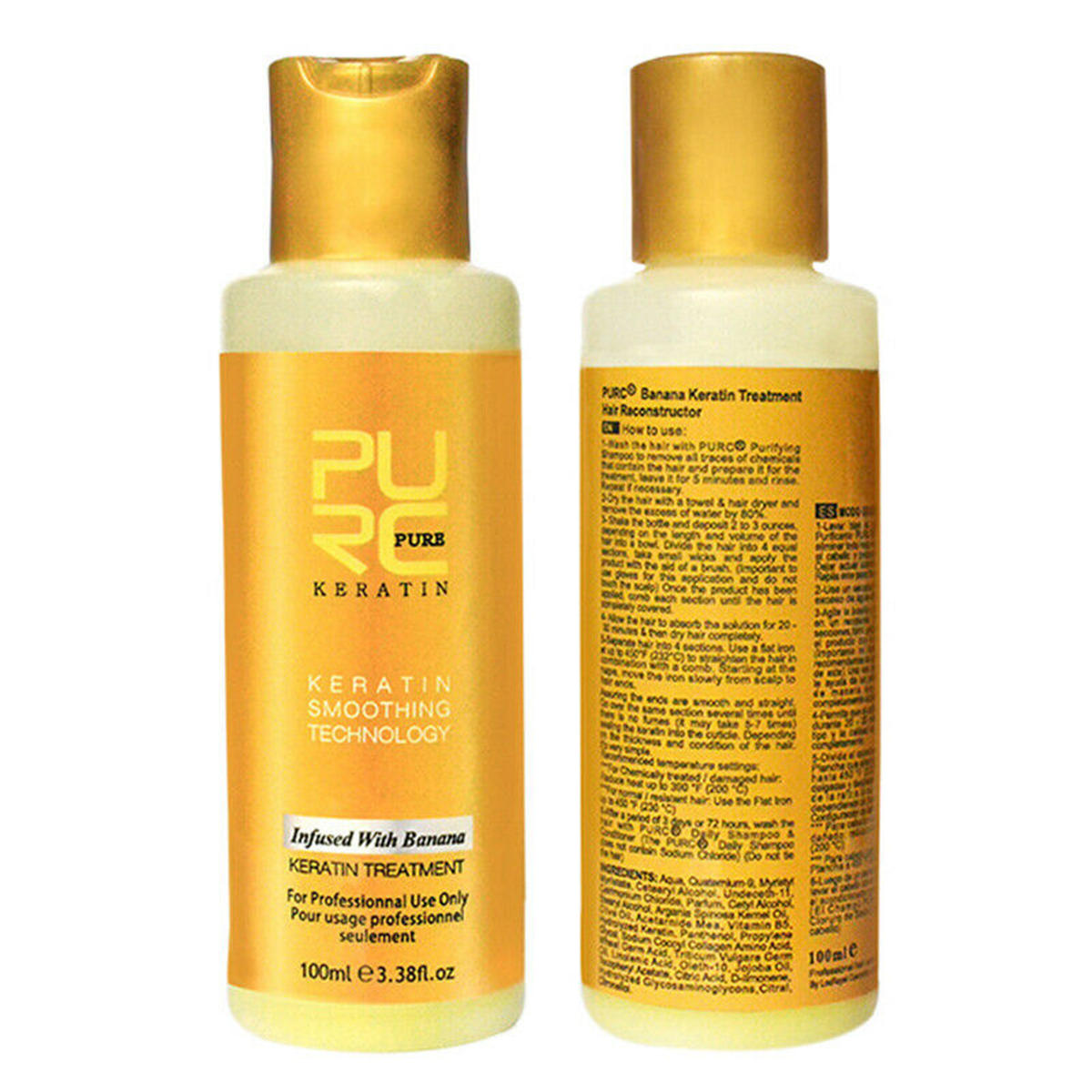 PURC 12% Banana Flavor Keratin Treatment Straightening Hair Conditioner Repair Damage 100ml