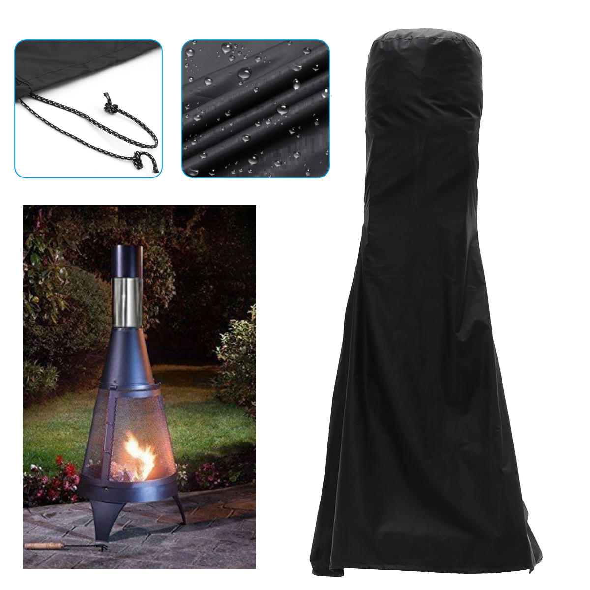 

Outdoor Patio Heater Chimnea Cover Fire Pit BBQ Waterproof Dustproof Protector