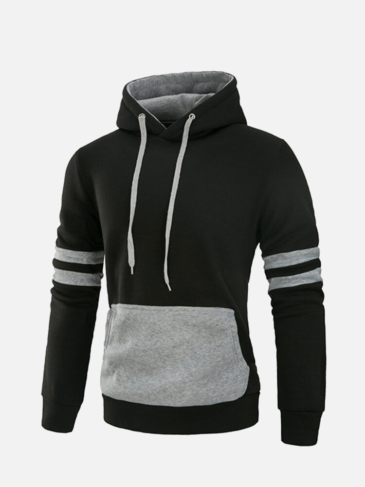 Mens Casual Cotton Hoodies Stylish Stiching Color Front Big Pocket ...