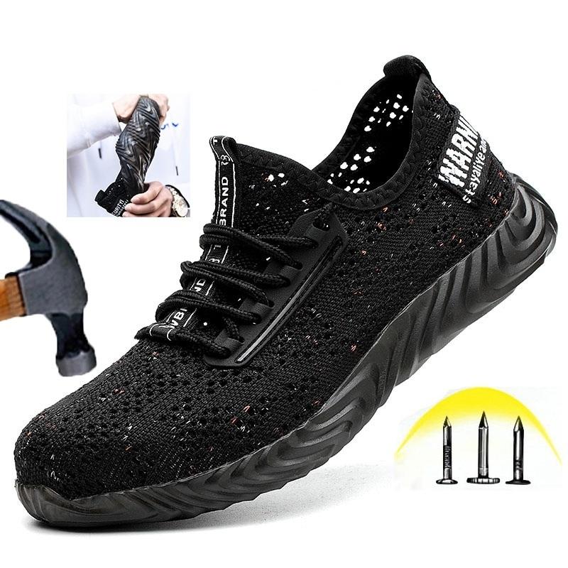 Zapatos de seguridad para hombre Tengo con punta de acero de secado rápido, suela antideslizante y resistente a los golpes para senderismo, camping, pesca y trabajo