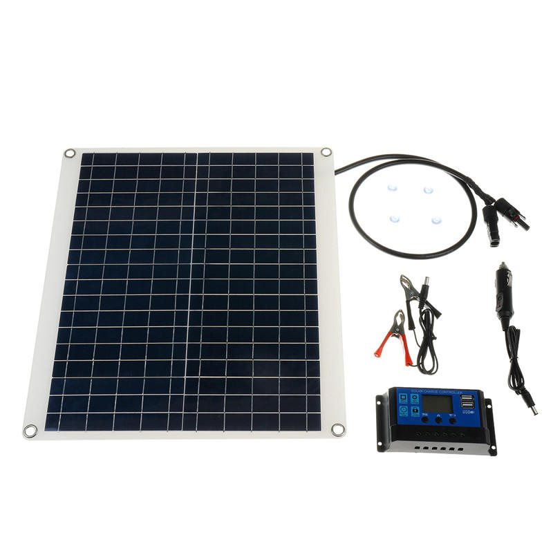 25W 18V Monocrystalline Solar Panel + 40A Solar Controller + Cables Kit