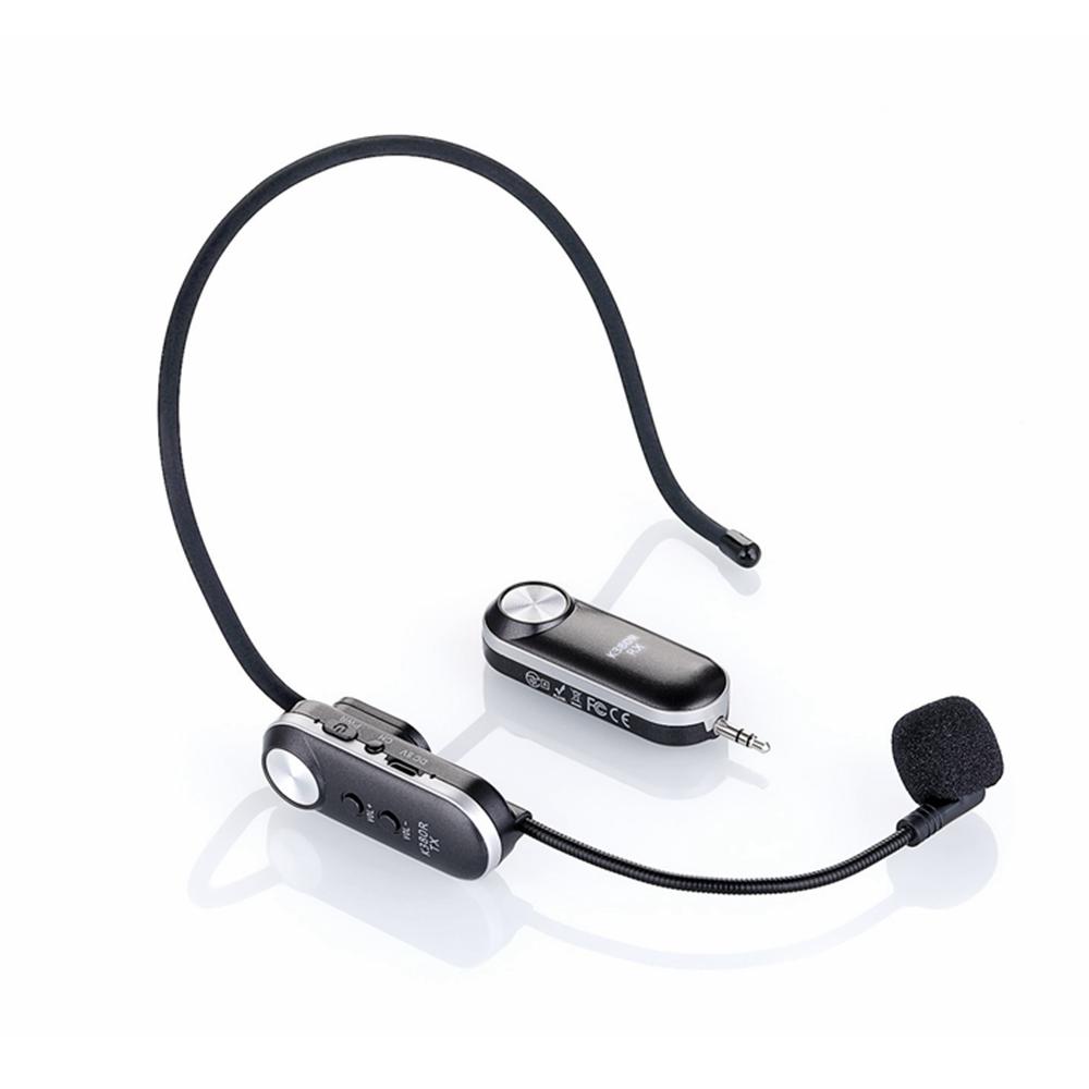 Gitafish K380R Portable UHF Wireless Microphone Headset 3.5mm Audio Head 6.5mm Adapter with USB-5V USB charging port
